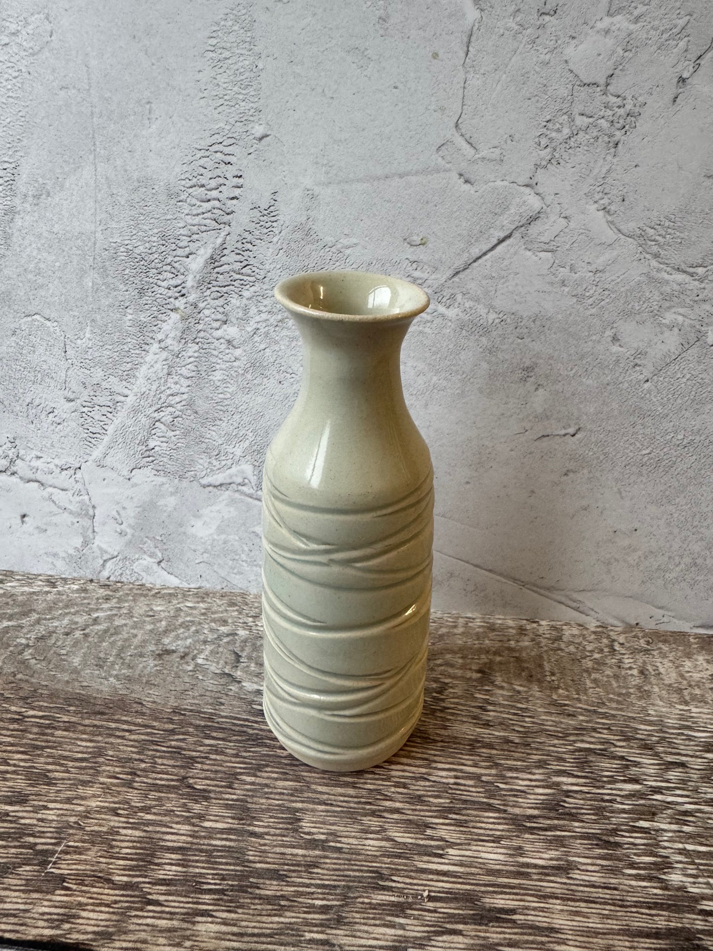 Carved Bottle Vase - Celadon