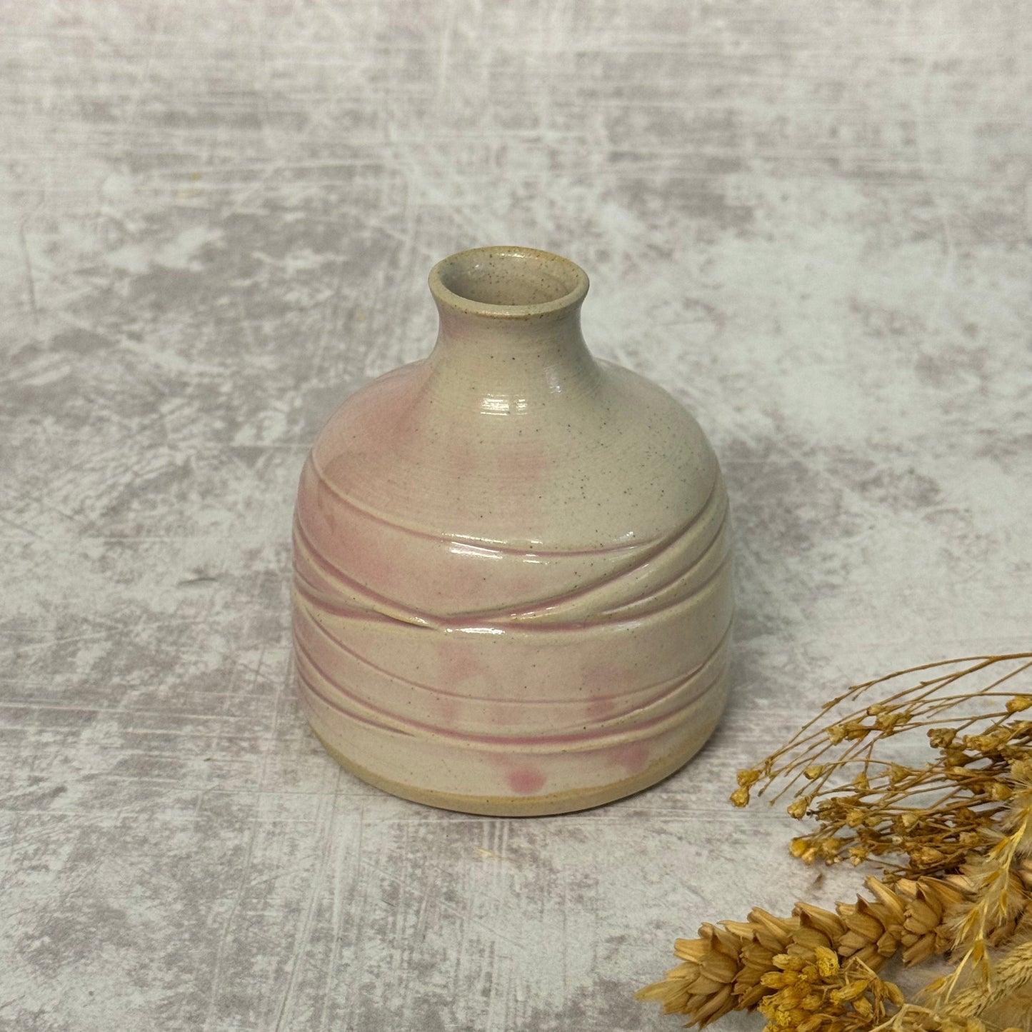 Carved Bud Vase - Pink