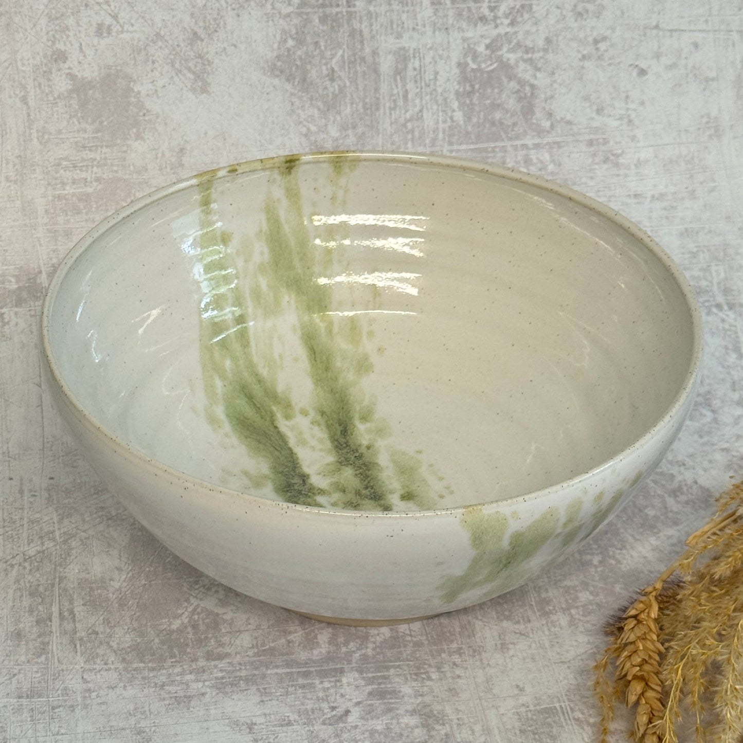 Serving Bowl - Green Splatter Design