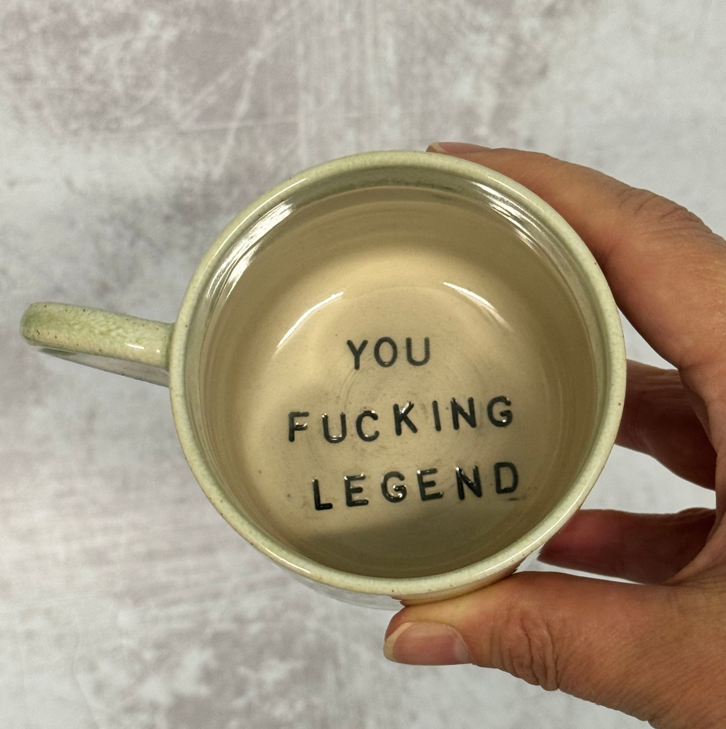 Espresso Cup - (left handed) You Fucking Legend - Meadows Design