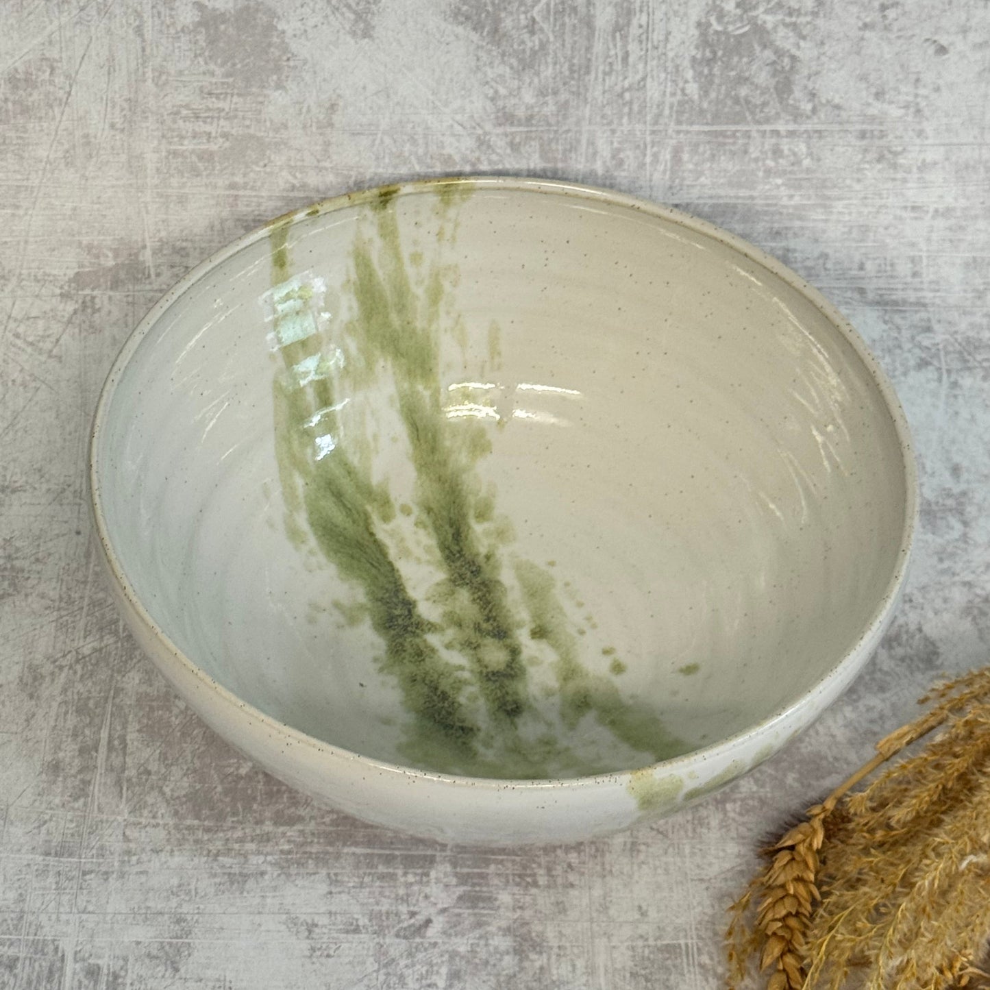 Serving Bowl - Green Splatter Design