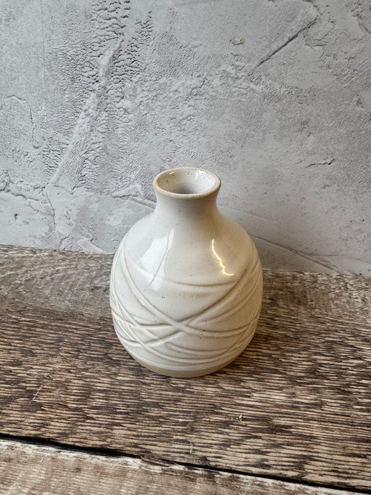 Carved Bus Vase - White