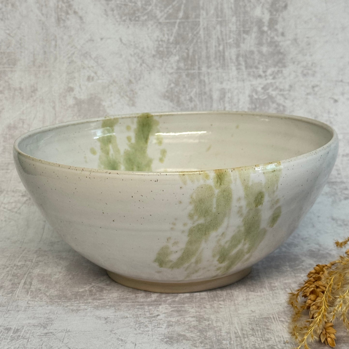 Serving Bowl - Green Splatter Design