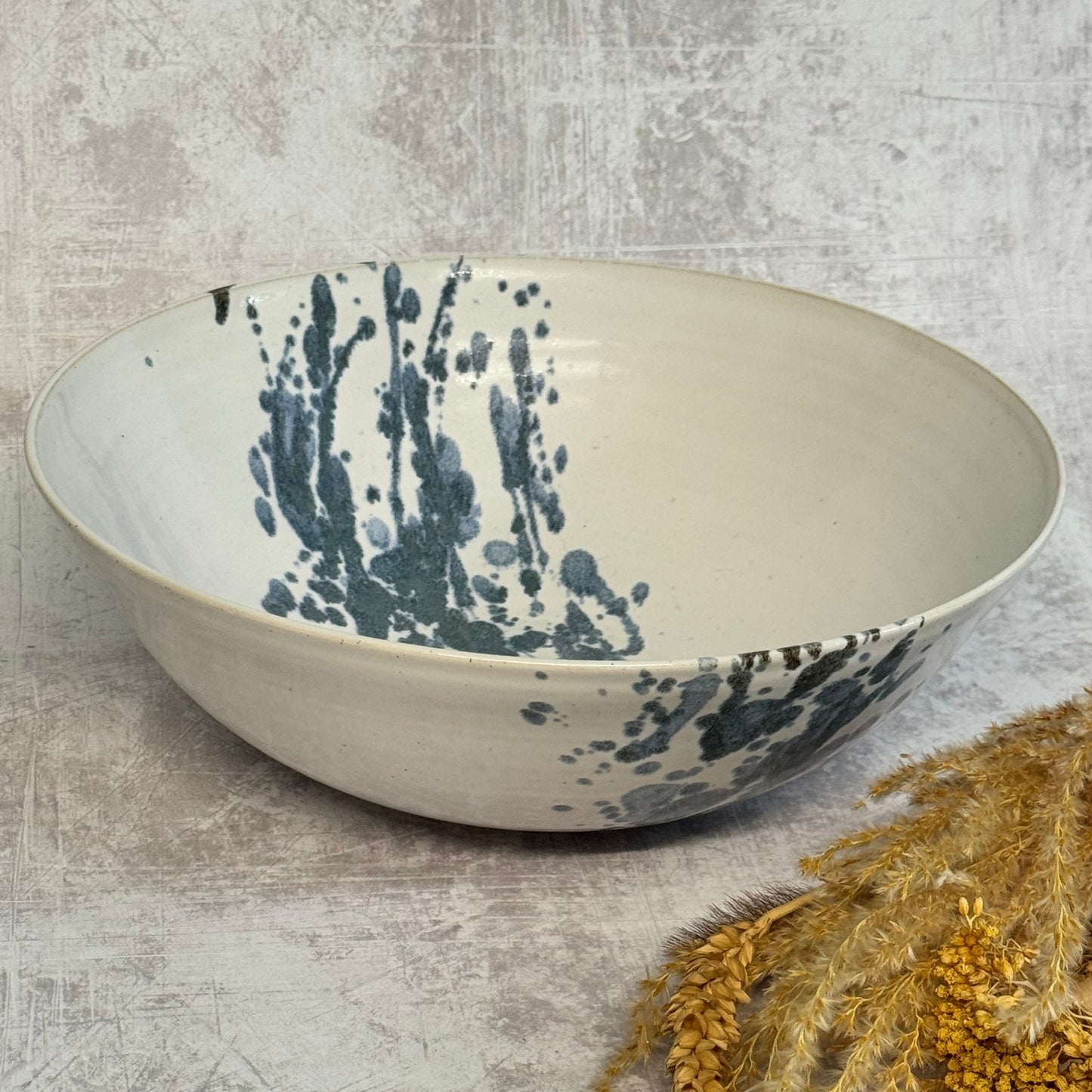 Serving Bowl - Blue Splatter Design